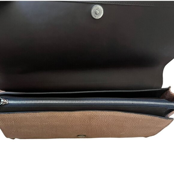 Brunello Cucinelli Leather Clutch Colorblock Brown Tan NWT - Picture 12 of 16